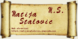 Matija Stalović vizit kartica